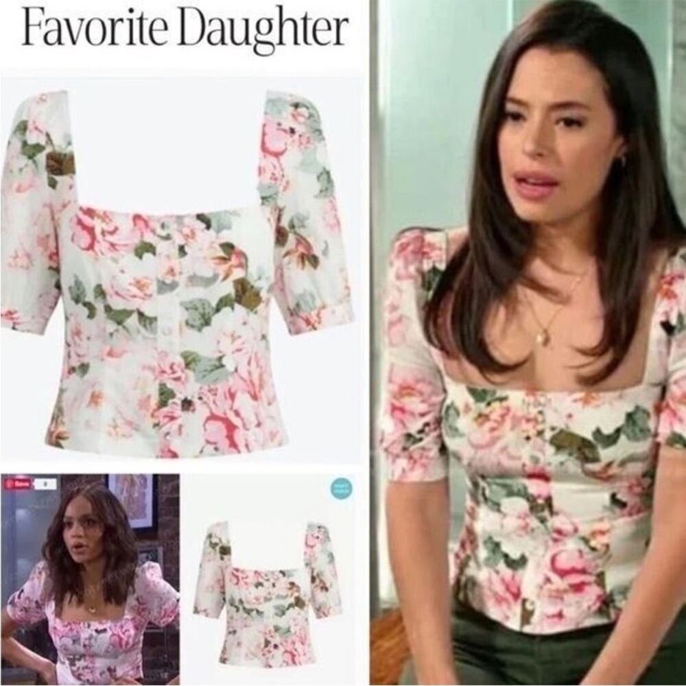 Favorite Daughter The One that Got Away Floral Cropped Puff Sleeve Blouse –S - Picture 3 of 9